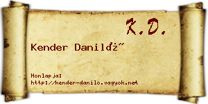 Kender Daniló névjegykártya